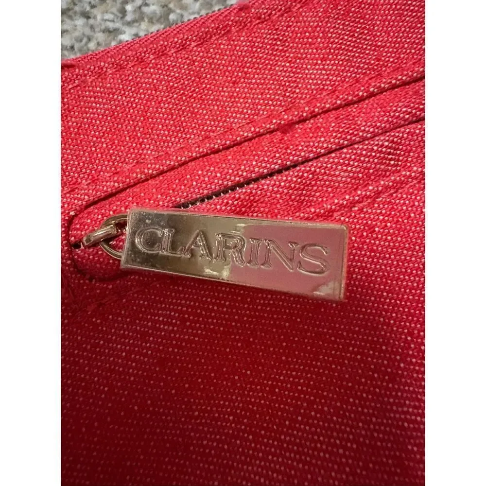 Clarins cosmetic make up bag with additional zip pocket